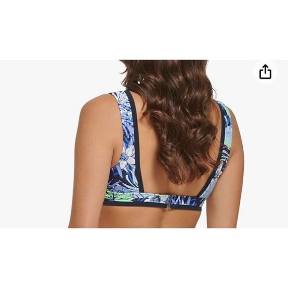 Tommy Hilfiger Women's Standard Over The Shoulder Bra Top with Mesh Trim - Picture 2 of 6